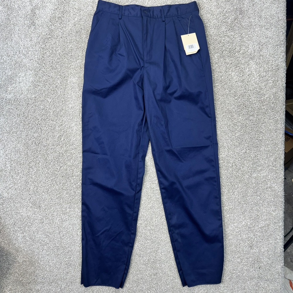 Adidas Pants Mens 34 TM Sideline Pan Navy Blue Pleated Vintage NEW